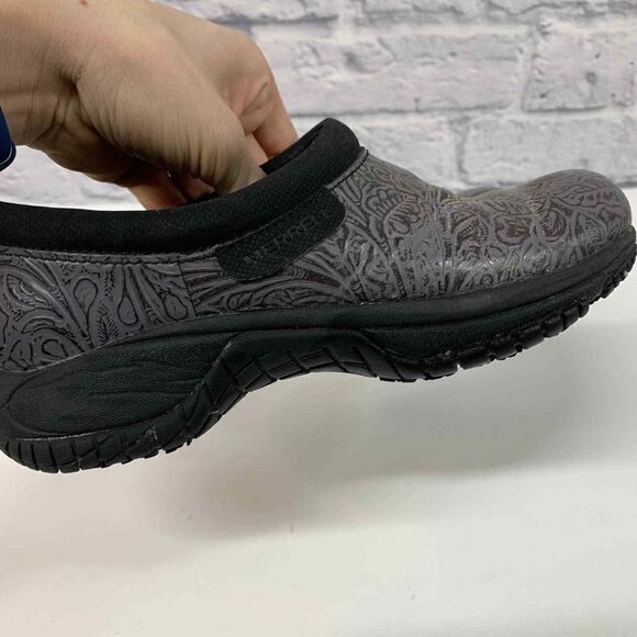 Merrell Encore Moc Pro Lab Charcoal Slip on Clog Shoes Size 5 - Picture 8 of 9